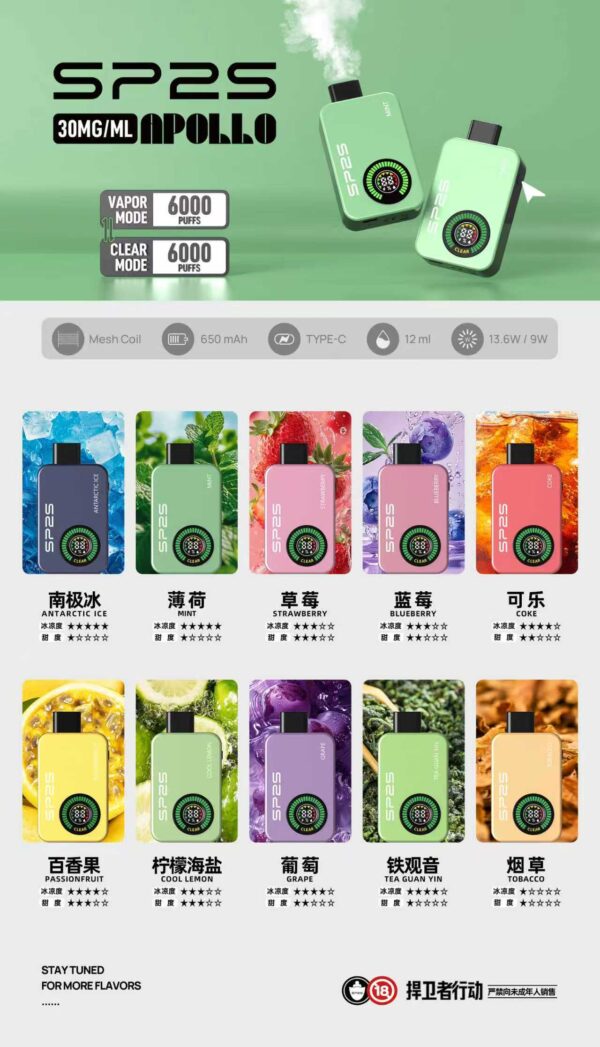 SP2抛棄式12000口 【 有煙/無煙雙模式可調】 新品上市【滿10送1請備注送的口味】